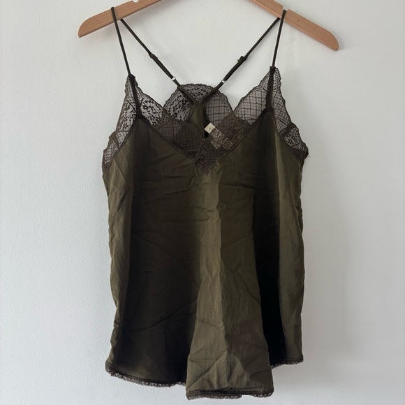 Lovestitch Eternal Olive Green Lace Trim Camisole Layering ADjustable Straps S - Picture 2 of 7